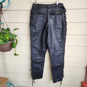 Women's Faux leather lace up pants